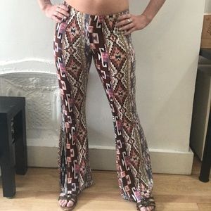 Boho Print Stretch Flare Bottom Pants